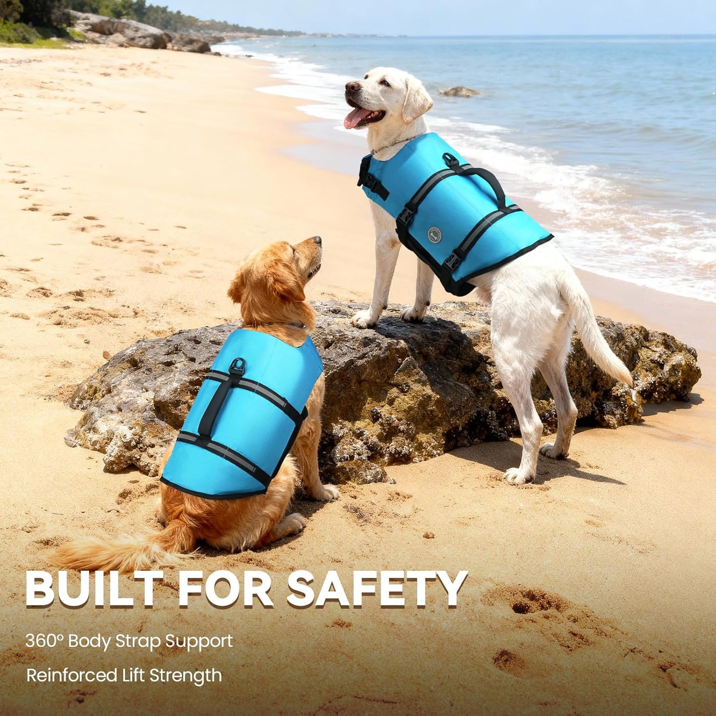 Ripstop Dog Life Vest, Reflective & Adjustable Life Jacket for Dogs with Rescue Handle for Swimming & Boating