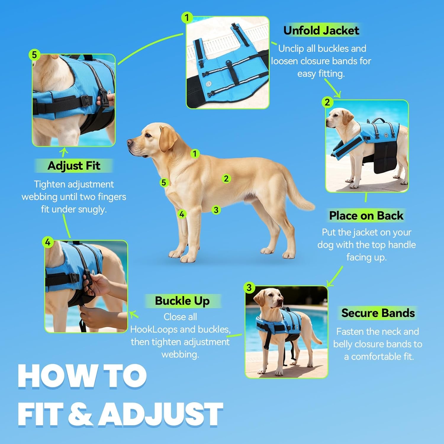 Ripstop Dog Life Vest, Reflective & Adjustable Life Jacket for Dogs with Rescue Handle for Swimming & Boating