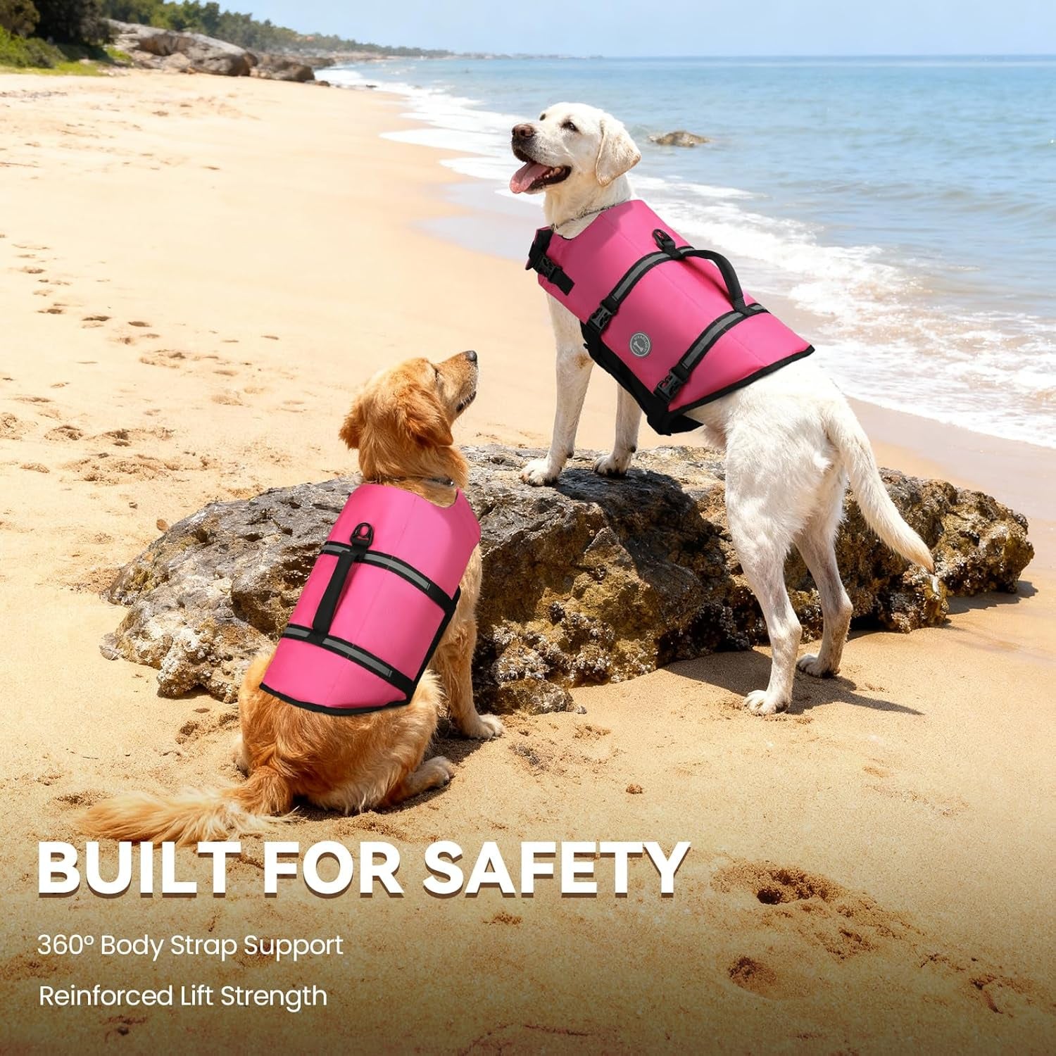 Ripstop Dog Life Vest, Reflective & Adjustable Life Jacket for Dogs with Rescue Handle for Swimming & Boating
