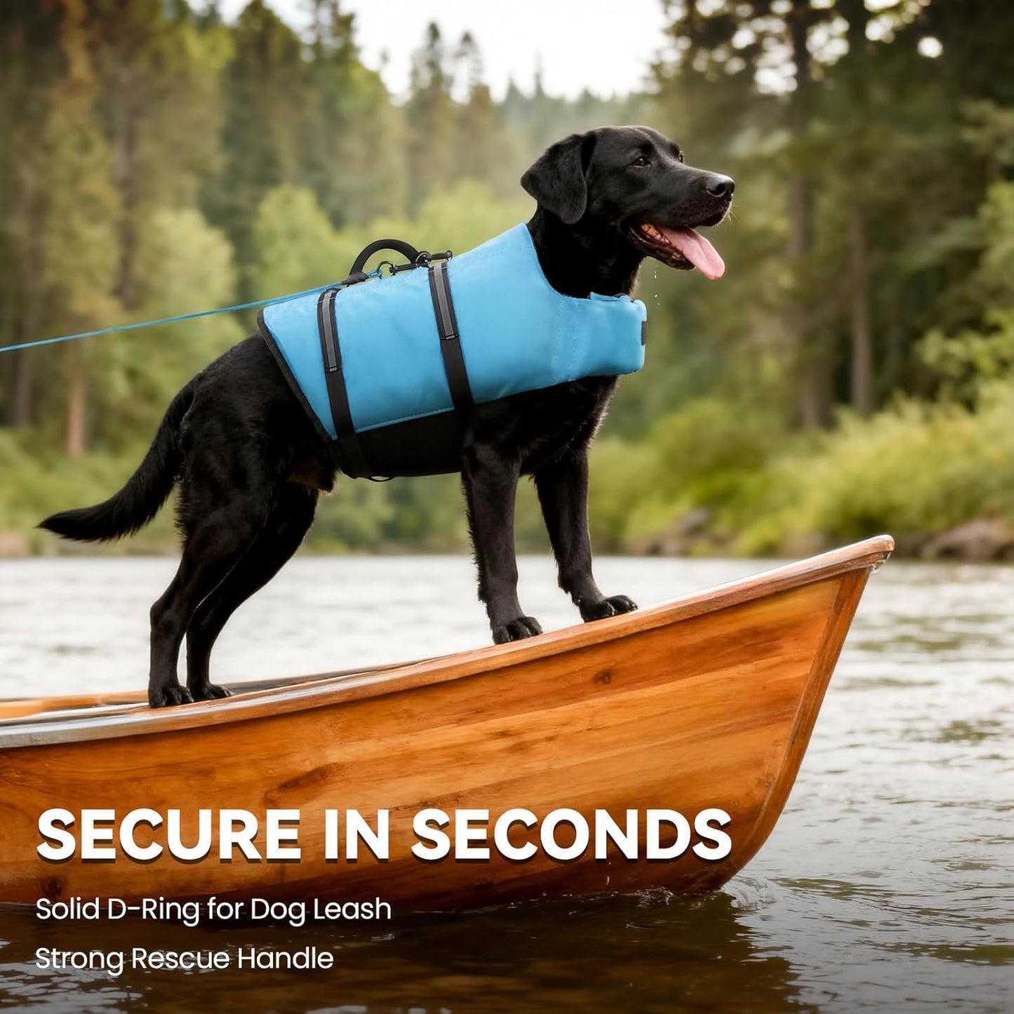 Ripstop Dog Life Vest, Reflective & Adjustable Life Jacket for Dogs with Rescue Handle for Swimming & Boating