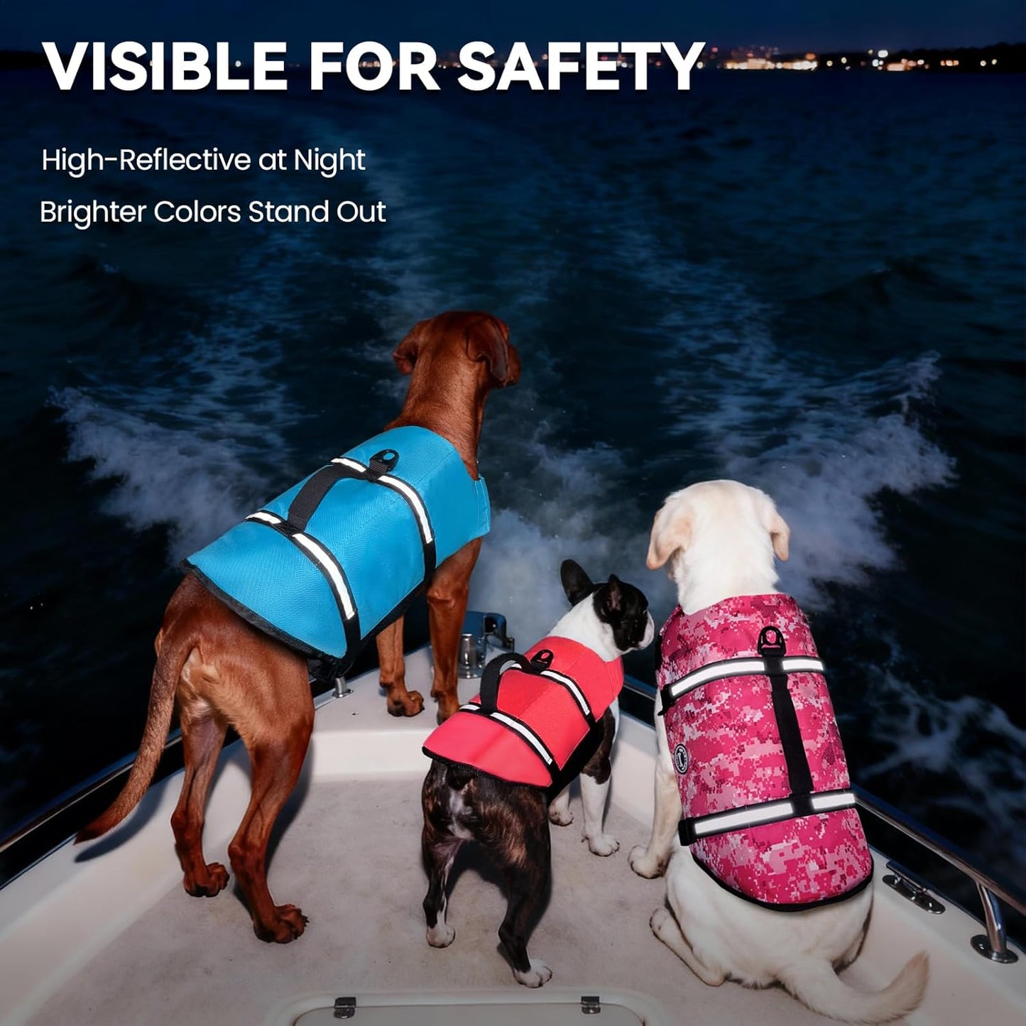 Ripstop Dog Life Vest, Reflective & Adjustable Life Jacket for Dogs with Rescue Handle for Swimming & Boating