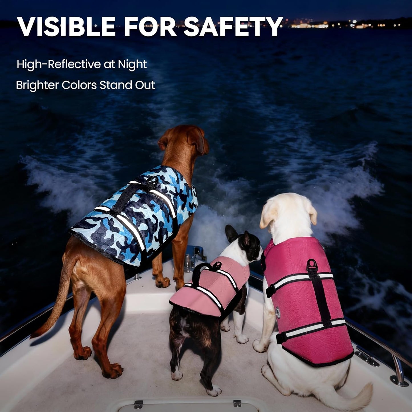 Ripstop Dog Life Vest, Reflective & Adjustable Life Jacket for Dogs with Rescue Handle for Swimming & Boating