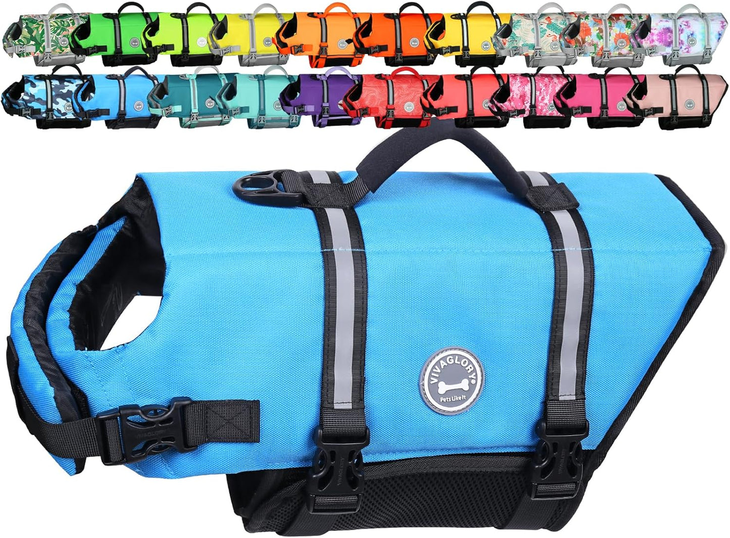 Ripstop Dog Life Vest, Reflective & Adjustable Life Jacket for Dogs with Rescue Handle for Swimming & Boating